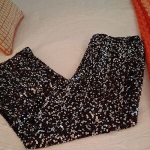 Serra Black Sequin Trousers Sz.L 12/14